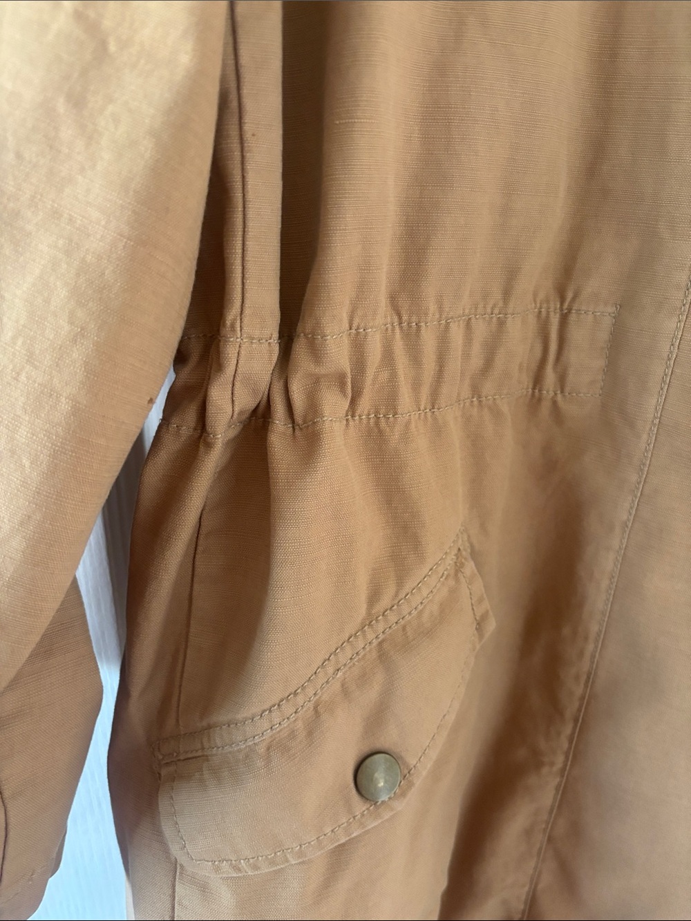 Vintage Lane Bryant Twill Funnel Neck Camel Utility Anorak Coat SZ (26-28W) - Picture 7 of 16